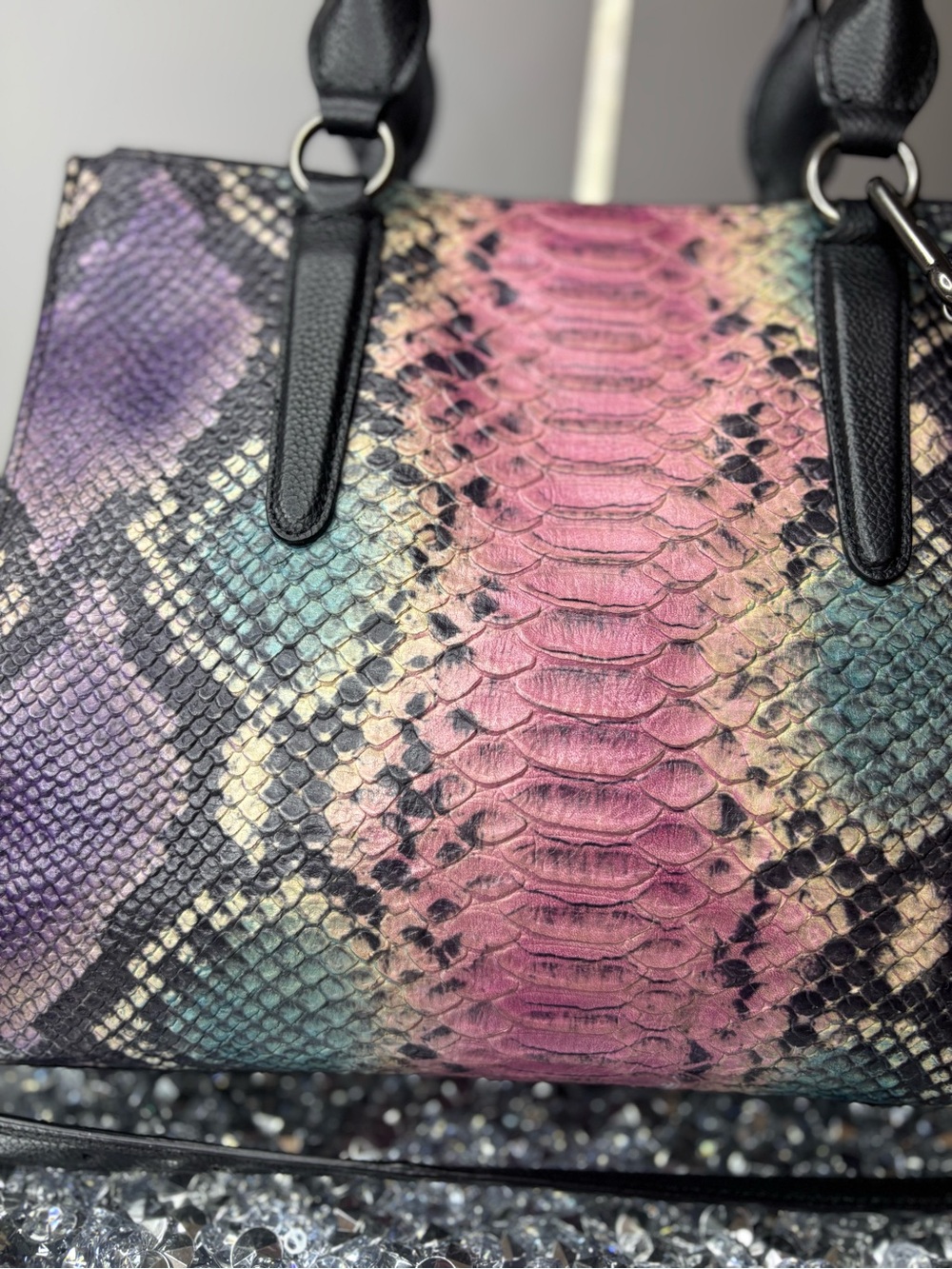 Coach 2014 limited edition Crosby multi-color python embossed carryall EUC - Picture 6 of 17